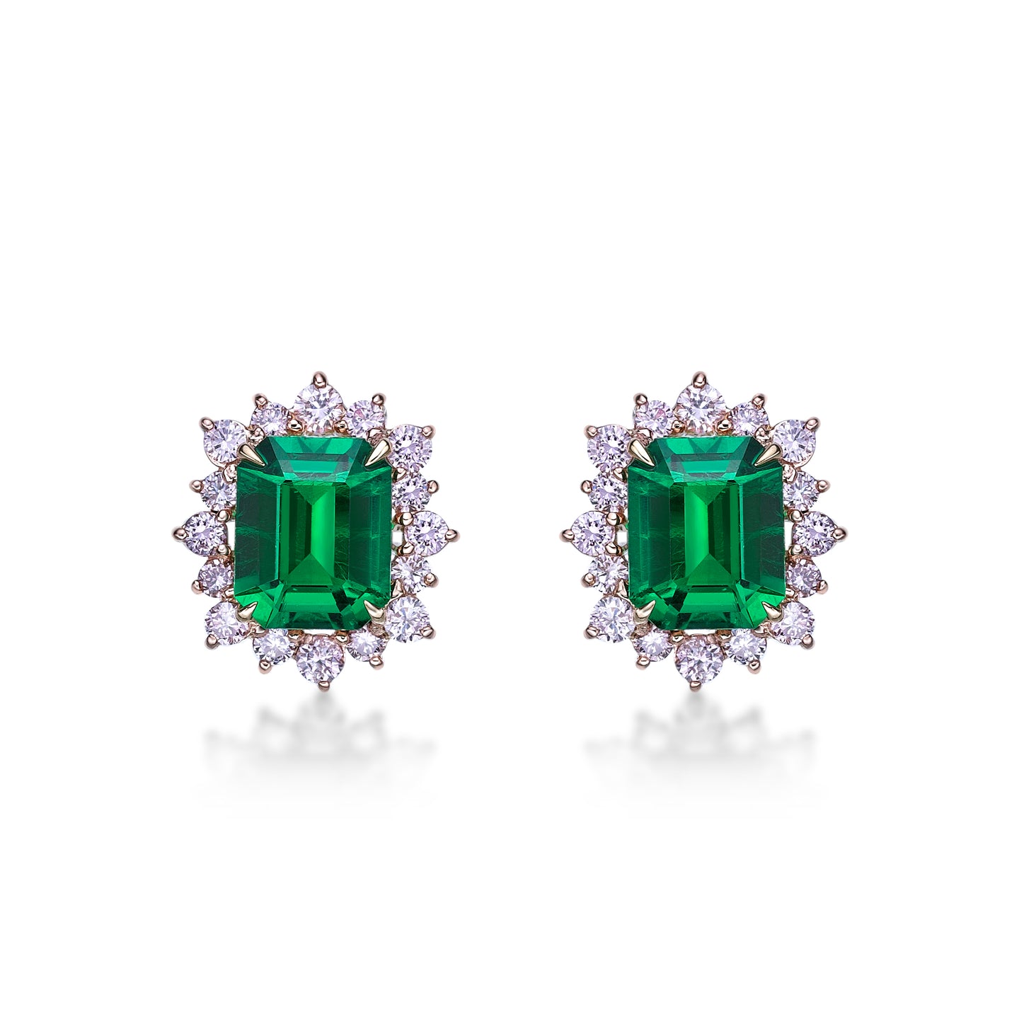 Emerald Pink Diamond Earrings