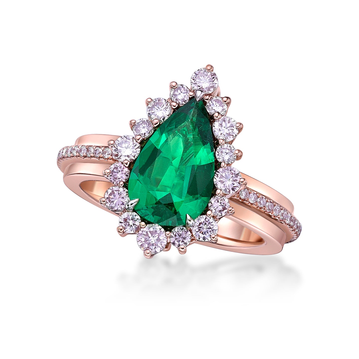 Emerald Pink Diamond Ring