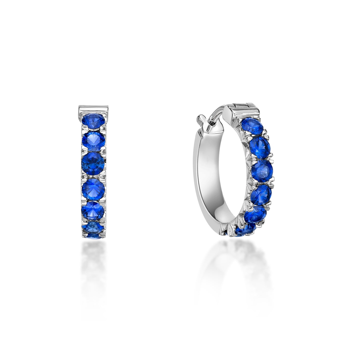 Blue Sapphire Hoop Earrings