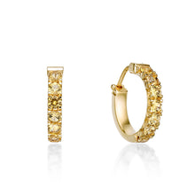 将图像加载到图库查看器中，Yellow Sapphire Hoop Earrings
