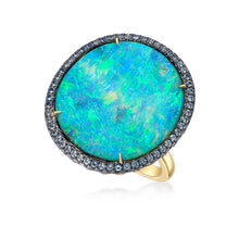 Load image into Gallery viewer, Boulder Opal Aquamarine Diamond Ring
