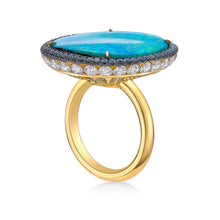 Load image into Gallery viewer, Boulder Opal Aquamarine Diamond Ring
