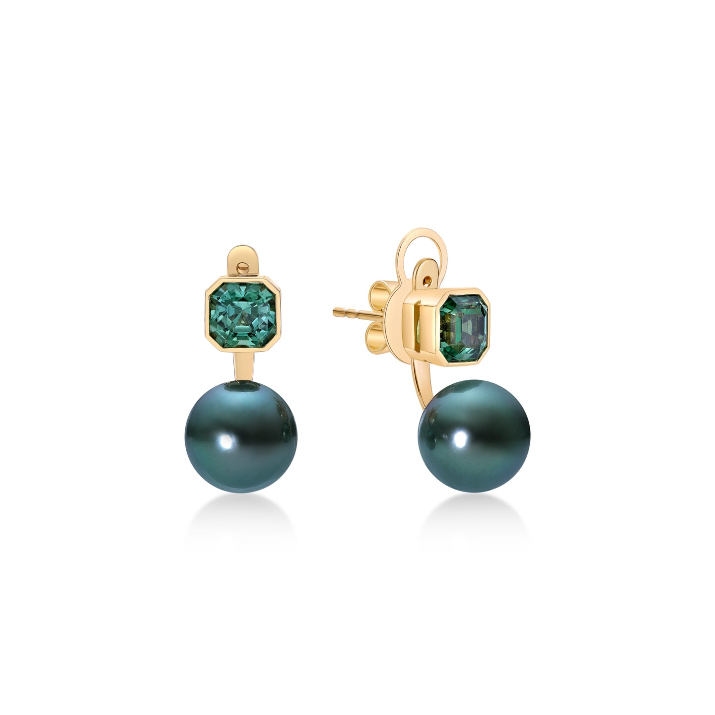 Tahitian Green Pearl Green Tourmaline Earrings