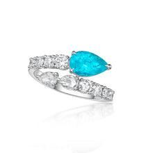 将图像加载到图库查看器中，Pear Shape Brazilian Paraiba Tourmaline Ring
