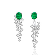 Load image into Gallery viewer, Oval Shape Emerald Diamond Earrings
