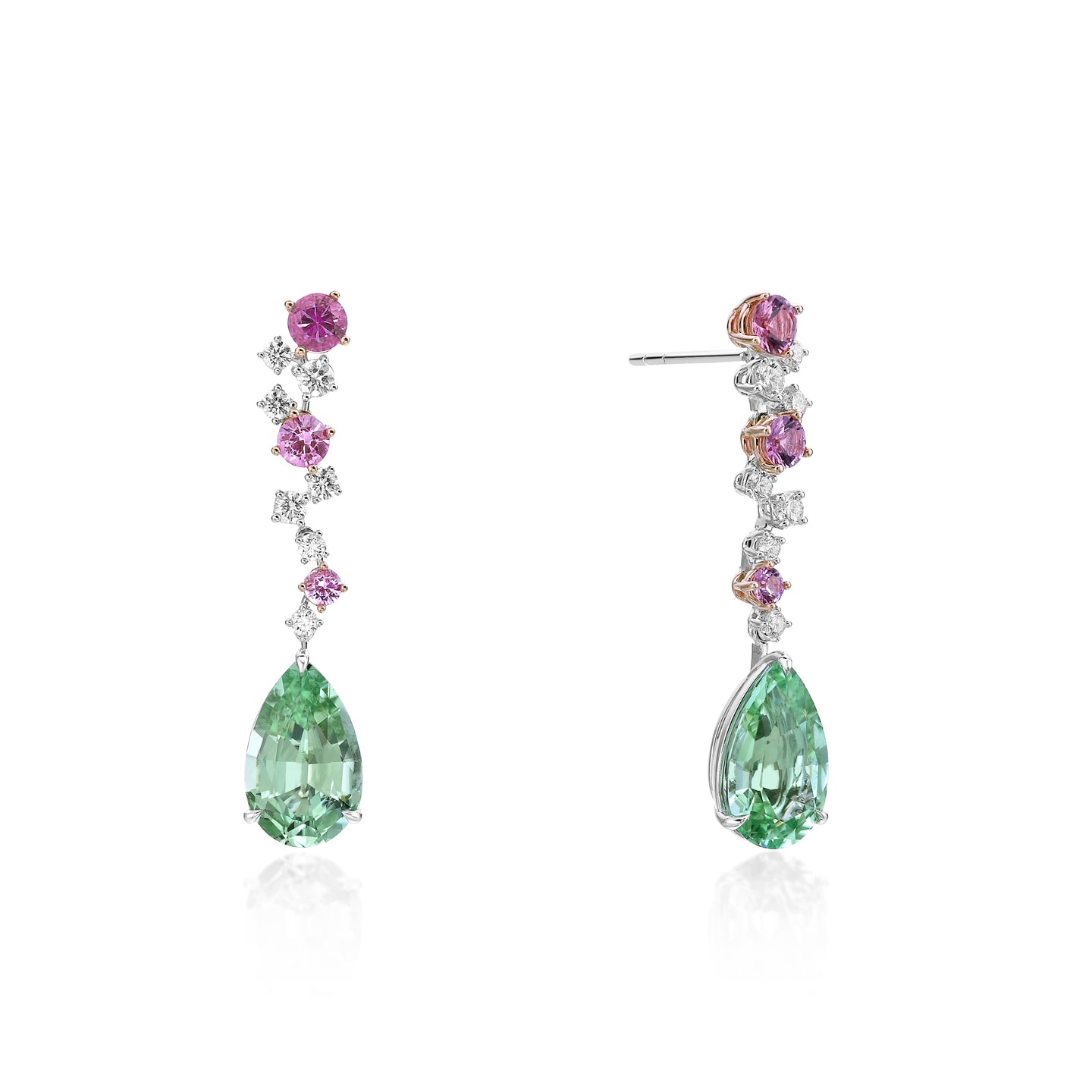 Green Tourmaline Diamond Drop Earrings