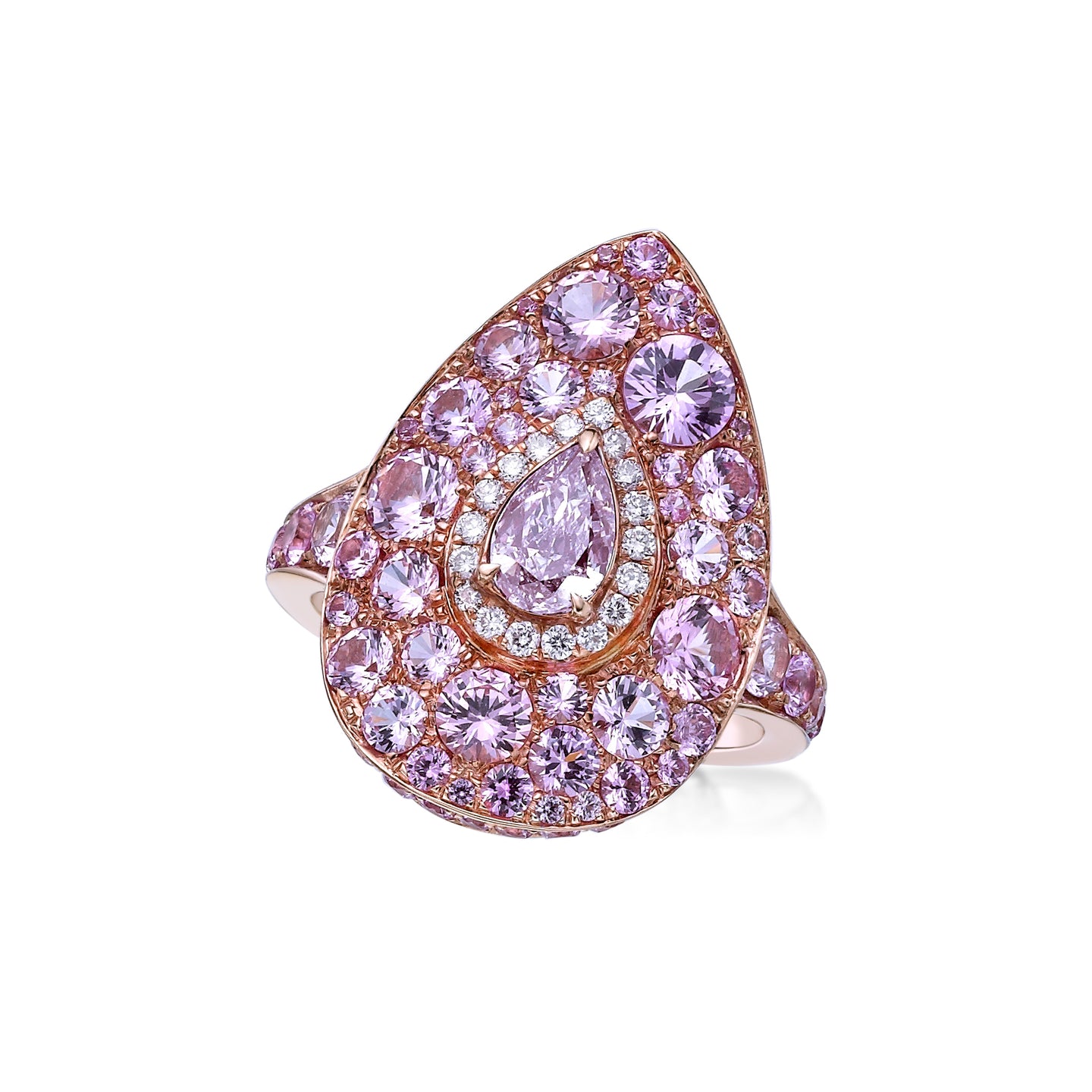 Pink Pear Diamond Ring