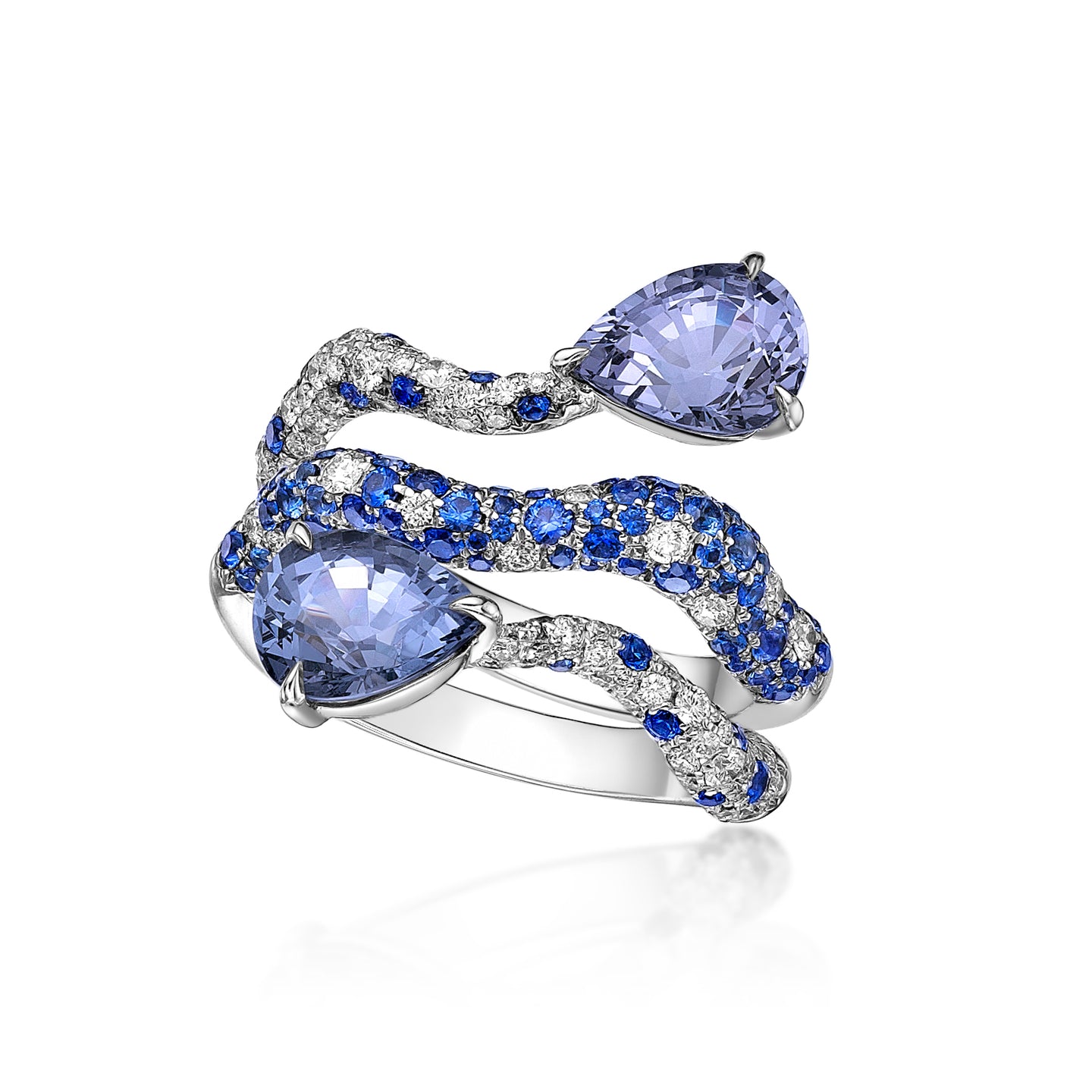 Grey Spinels and Blue Sapphire Ring