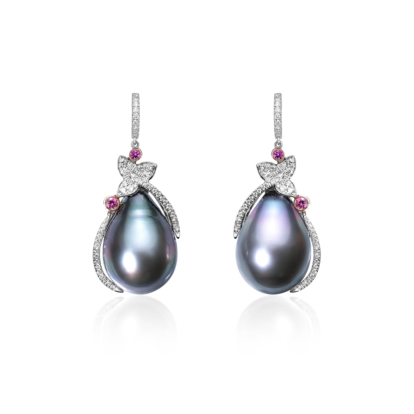 Tahitian Pearl & Diamond Earrings