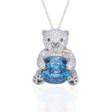 Load image into Gallery viewer, Interchangable Polar Bear Aquamarine Diamond Pendant &amp; Brooch
