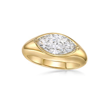 将图像加载到图库查看器中，Marquise Diamond Signet Ring
