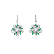 Load image into Gallery viewer, Natural Pearl Diamond Tsavorite Earrings
