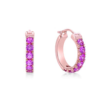 将图像加载到图库查看器中，Pink Sapphire Hoop Earrings
