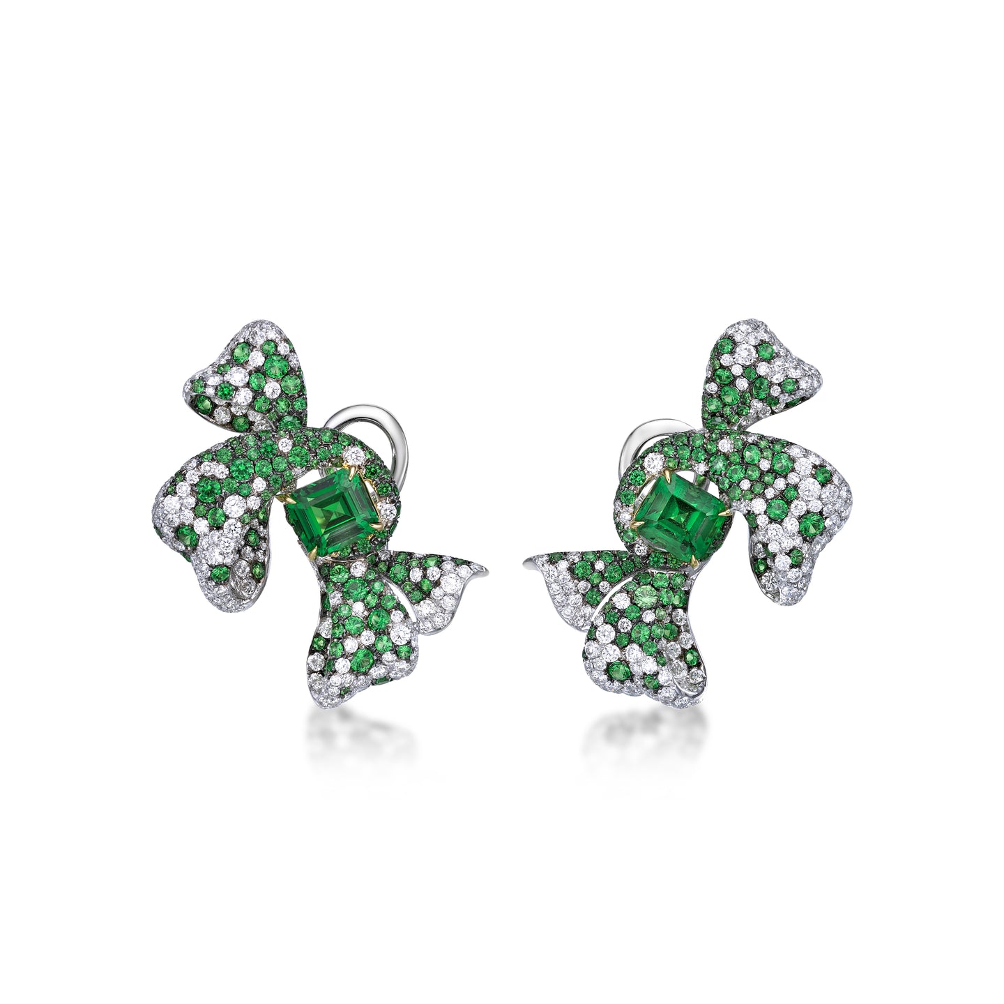 Diamond Tsavorite Bow Earrings