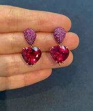 Load and play video in Gallery viewer, Heart Shape Rubellite and Pink Sapphire Earrings
