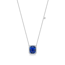 Load image into Gallery viewer, Blue Sapphire Diamond Halo Necklace
