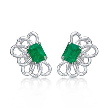 Load image into Gallery viewer, Emerald Diamond Earrings
