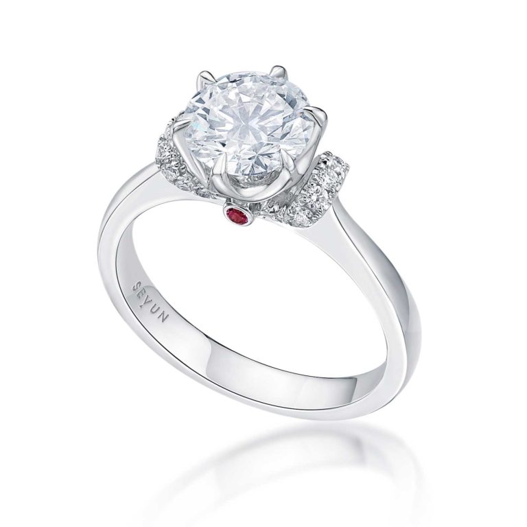 Round Diamond Ruby Ring