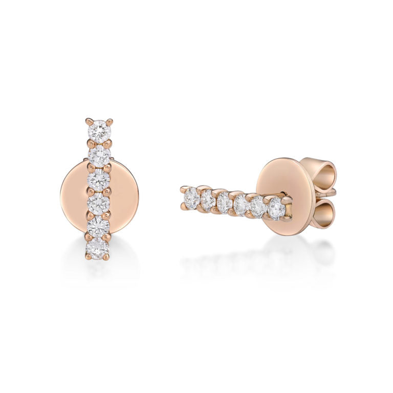 Diamond Bar Rose Gold Earrings