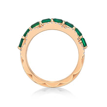 Load image into Gallery viewer, Emerald Diamond Petal Ring
