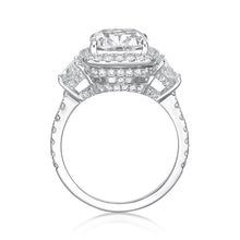 Load image into Gallery viewer, Cushion Halo with Trapezoid Diamond Ring
