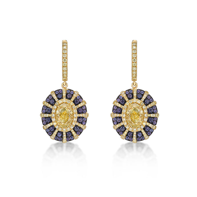 Fancy Yellow Diamond Sapphire Earrings