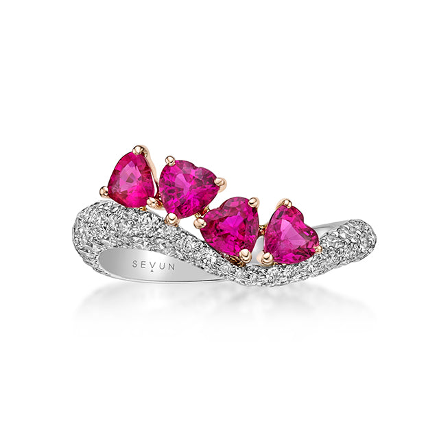 Pink Sapphire Heart Shape Diamond Ring