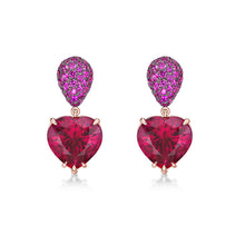 Load image into Gallery viewer, Heart Shape Rubellite and Pink Sapphire Earrings

