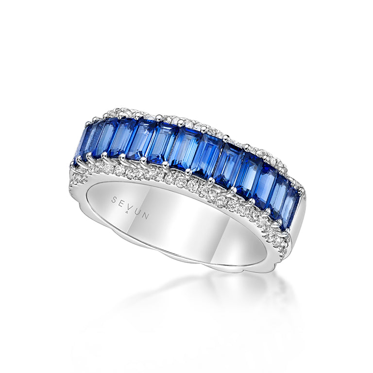 Blue Sapphire Petal Ring