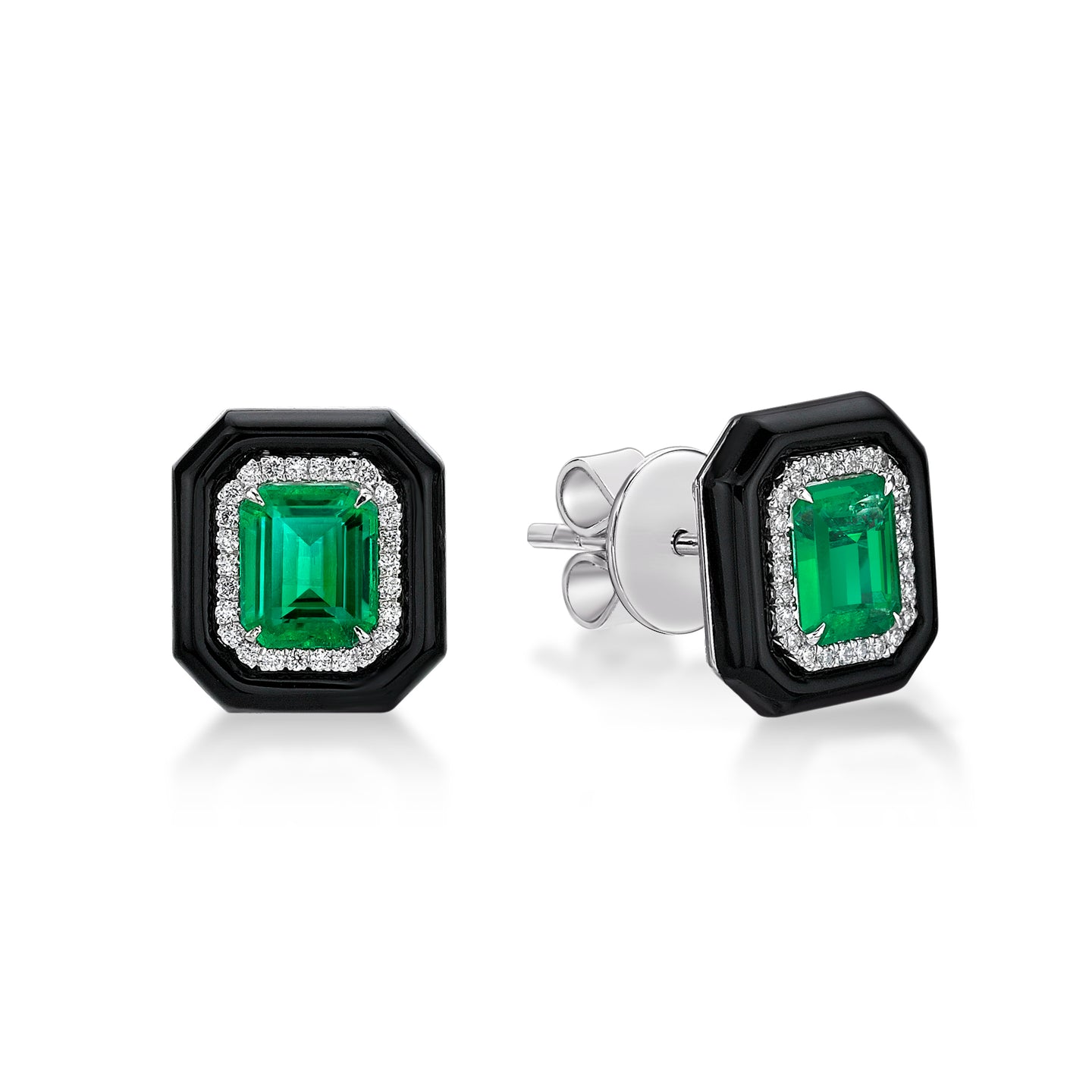 Onyx Emerald Diamond Earrings