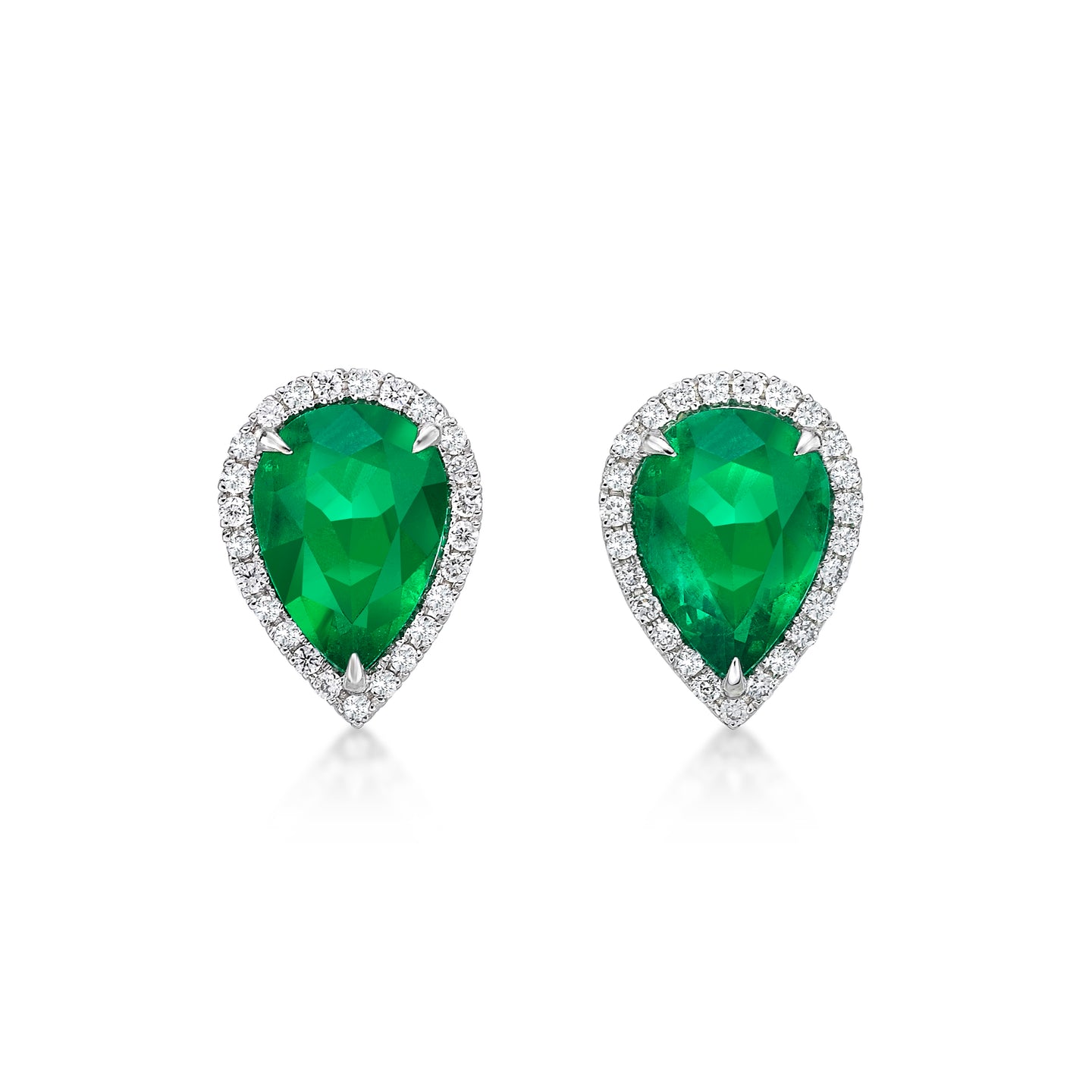 梨形祖母绿钻石耳环