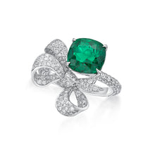 Load image into Gallery viewer, Ribbon Emerald Diamond Ring
