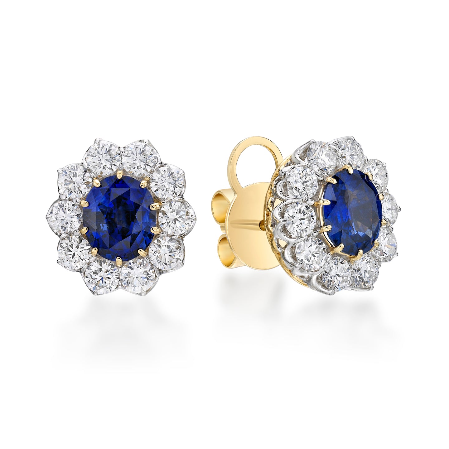 Sapphire Diamond Cluster Earrings