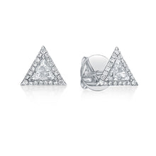 Load image into Gallery viewer, Trillion Diamond Halo Stud Earrings
