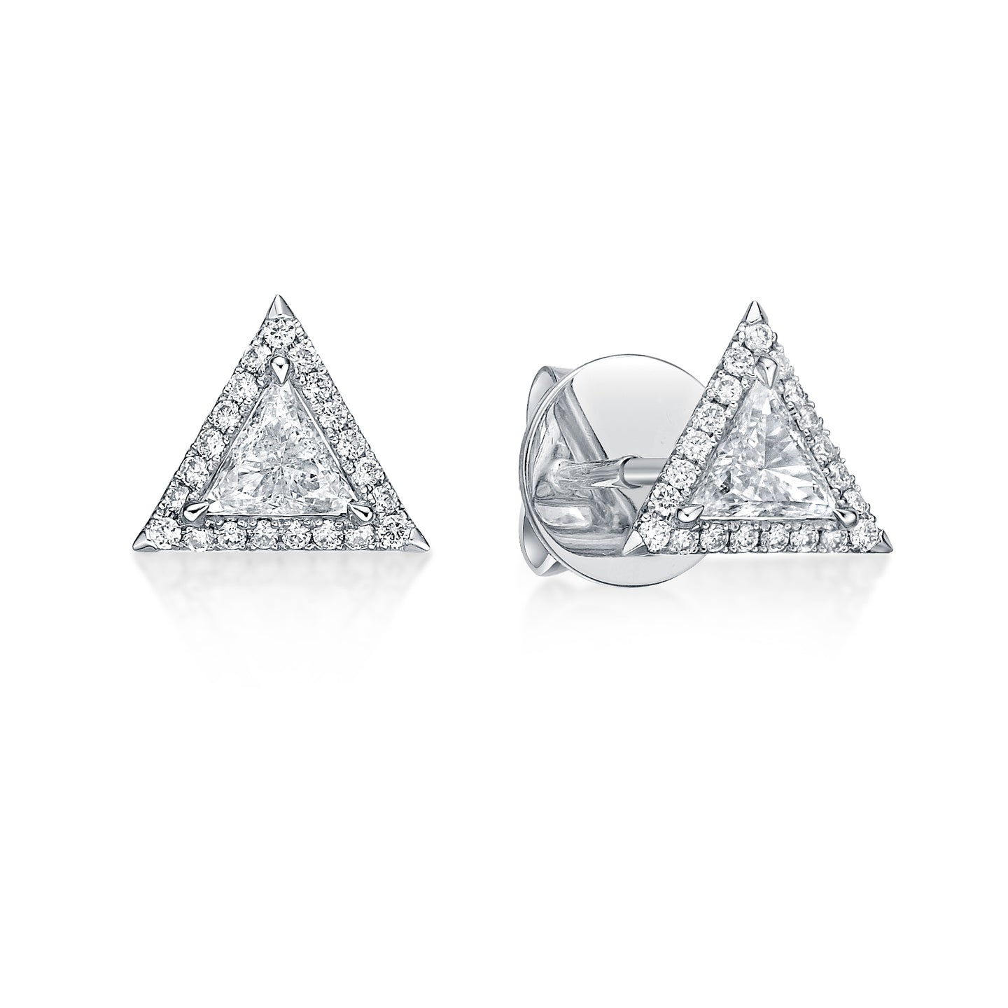Trillion Diamond Halo Stud Earrings
