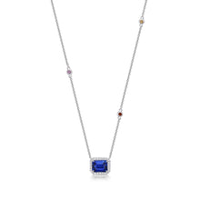 Load image into Gallery viewer, Blue Sapphire Diamond Halo Necklace
