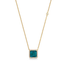 Load image into Gallery viewer, Blue Tourmaline Diamond Halo Necklace
