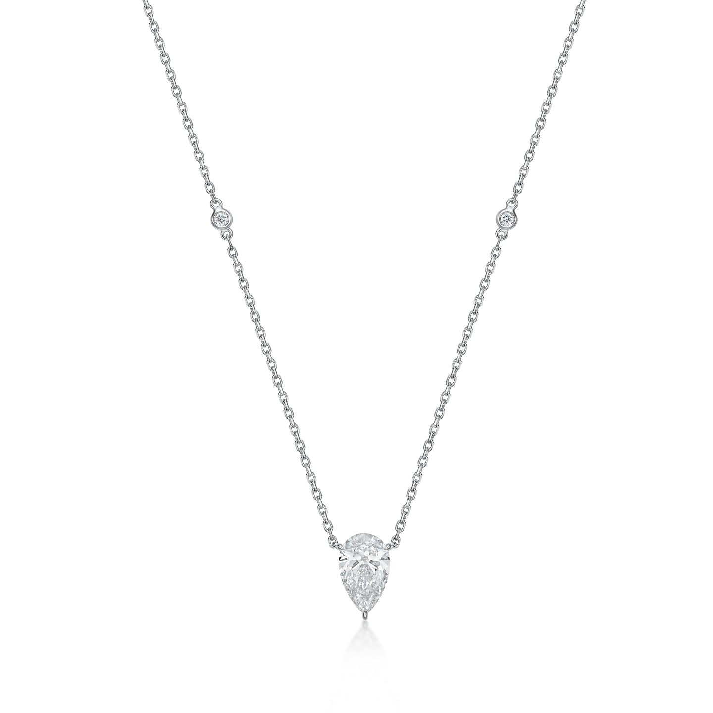 Pear Shape Diamond Necklace with Diamond Chain