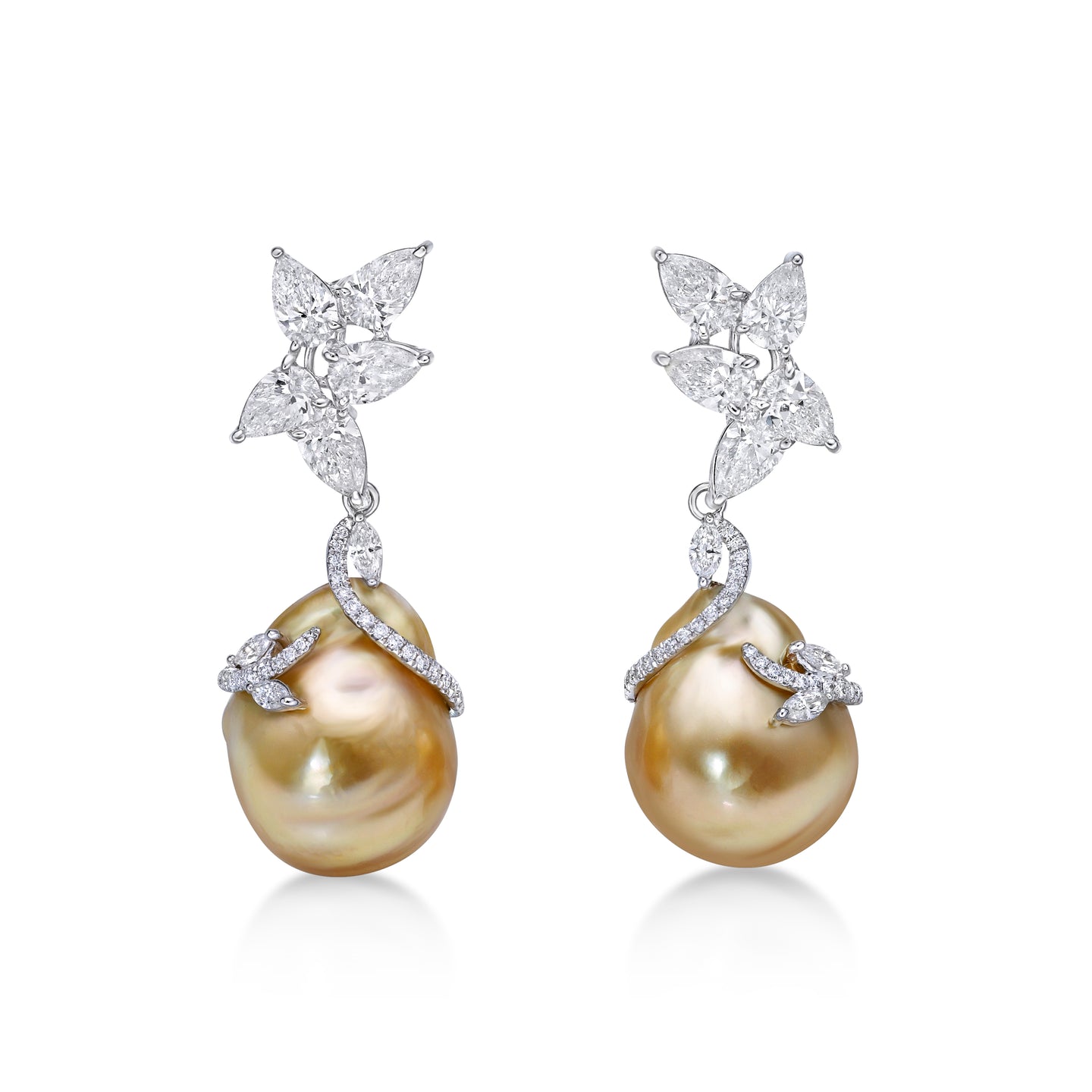 Detachable Golden South Sea Pearl Earrings