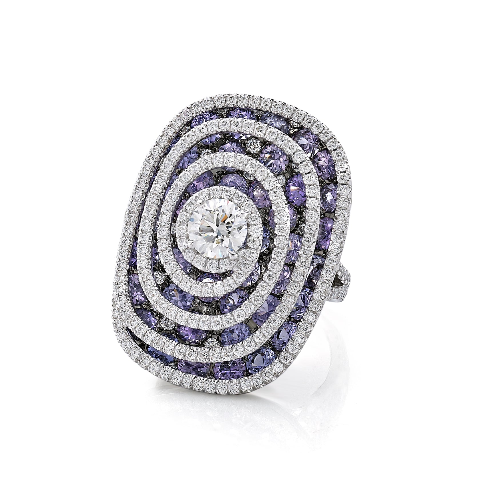 Spinal Rings Design Swirling Diamond Spinel Ring – Sevun Design