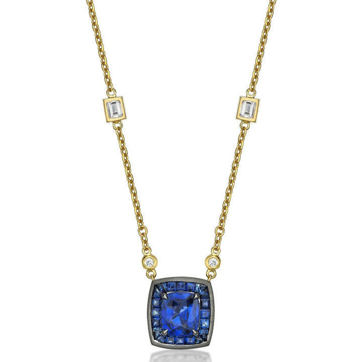 蓝宝石钻石项链