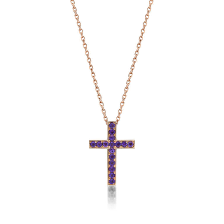 紫水晶十字架项链