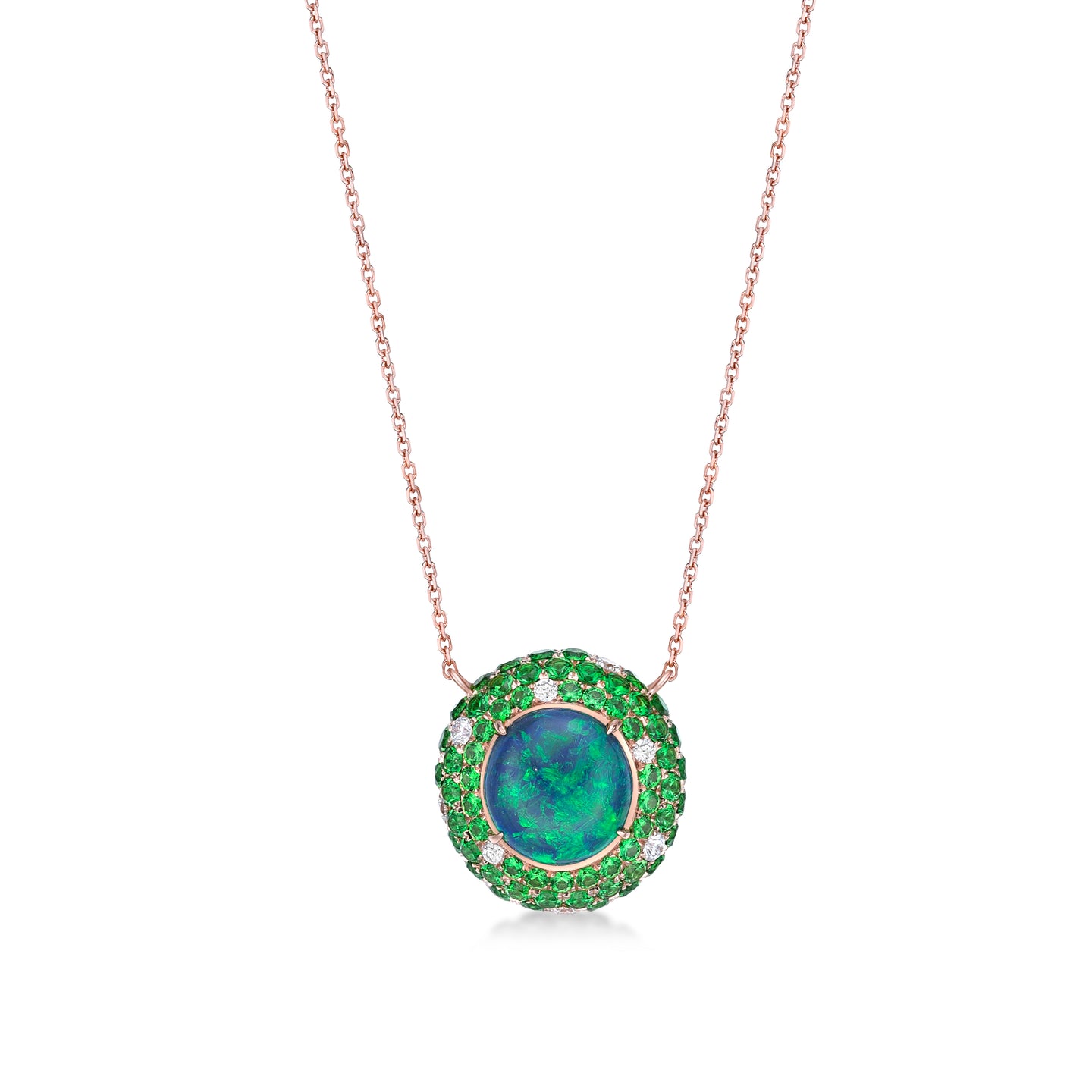 Opal Tsavorite Diamond Necklace