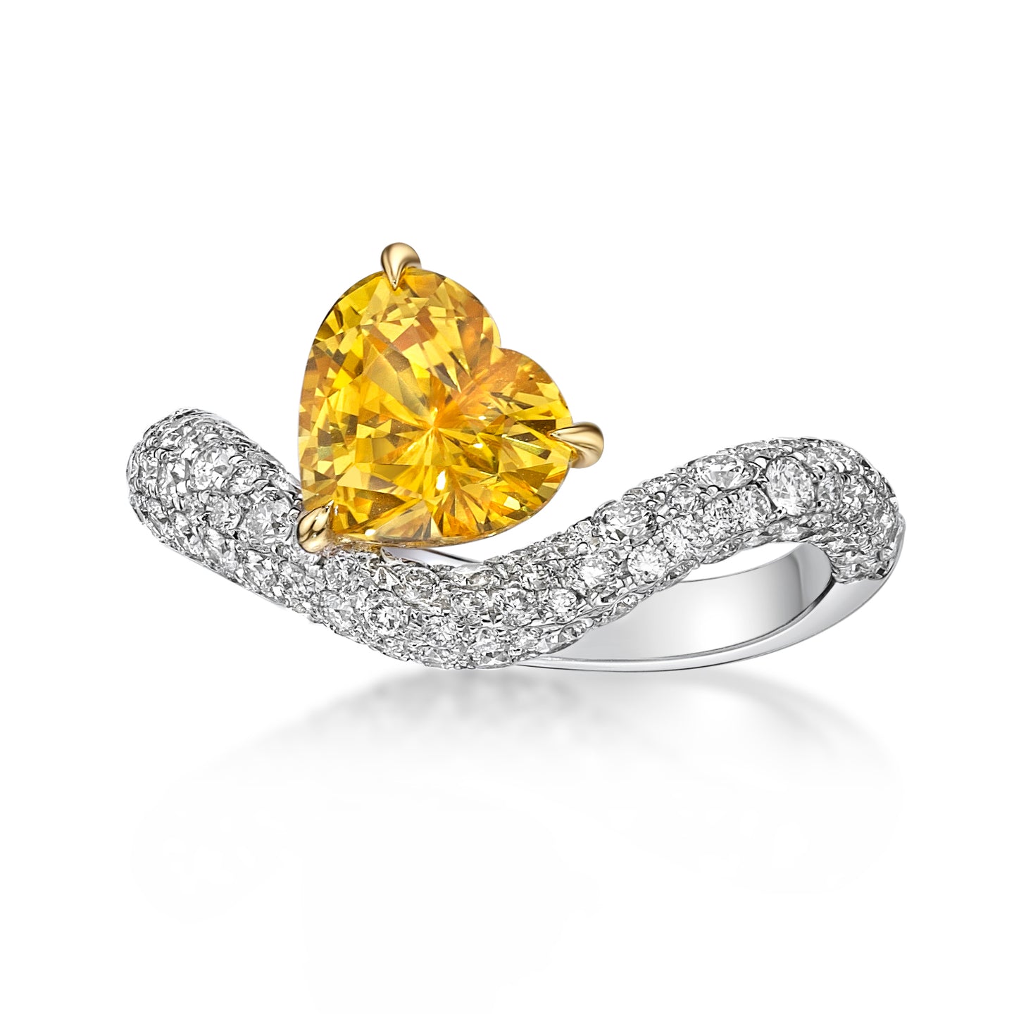 Yellow Heart Sapphire Diamond Ring