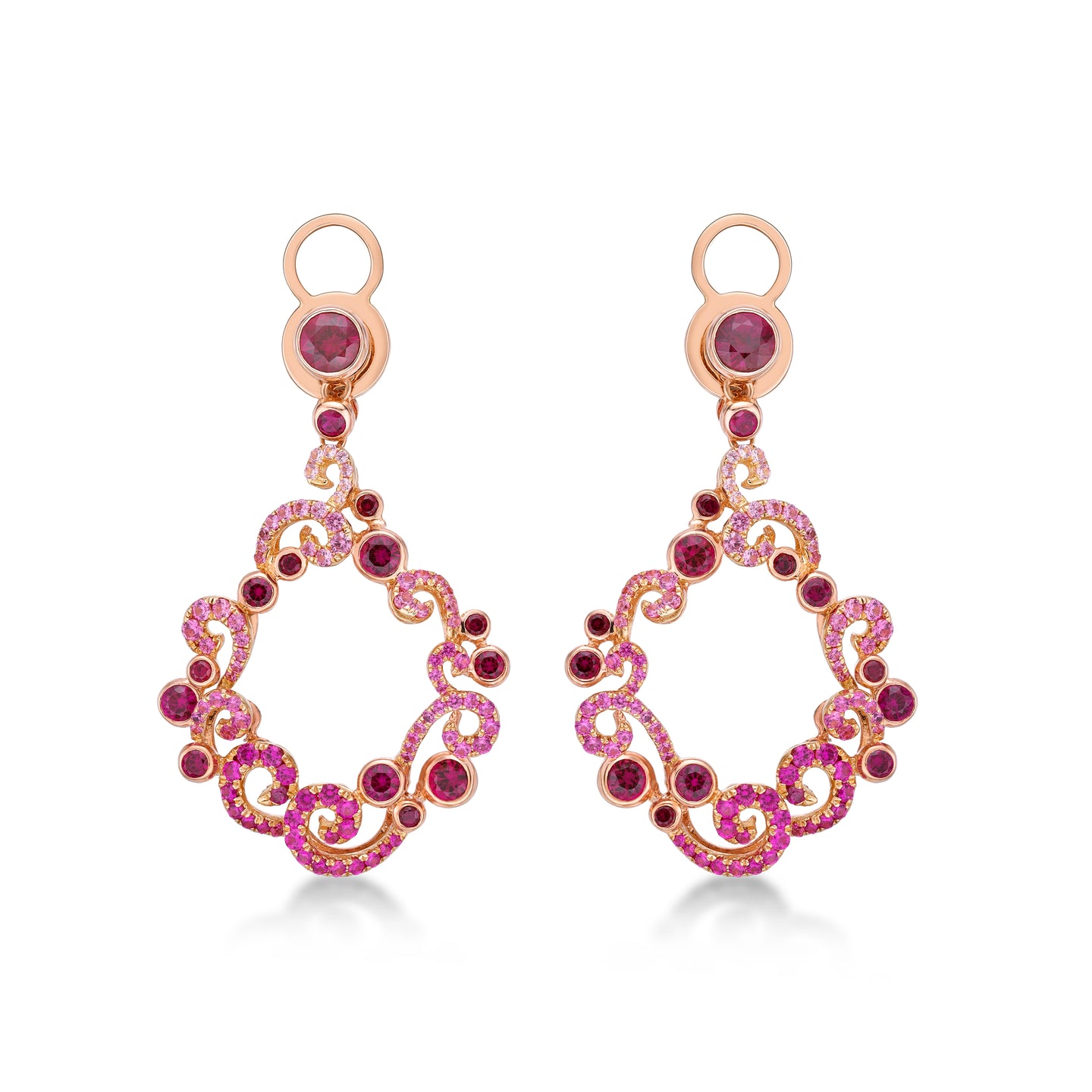 Ruby Pink Sapphire Diamond Earrings